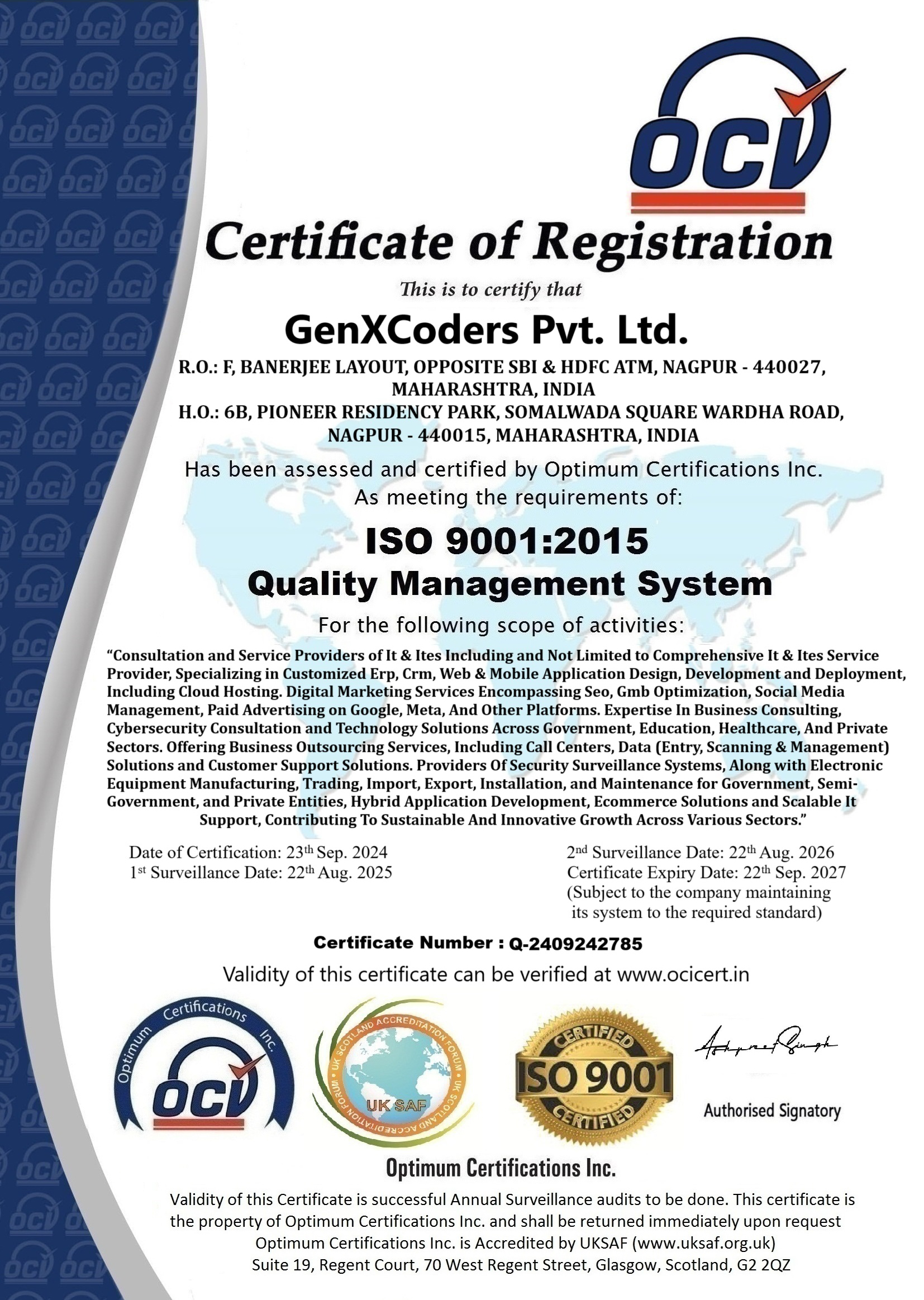 Innovative IT Solutions and Services by GenXCoders Pvt. Ltd. - ISO 9001-2015